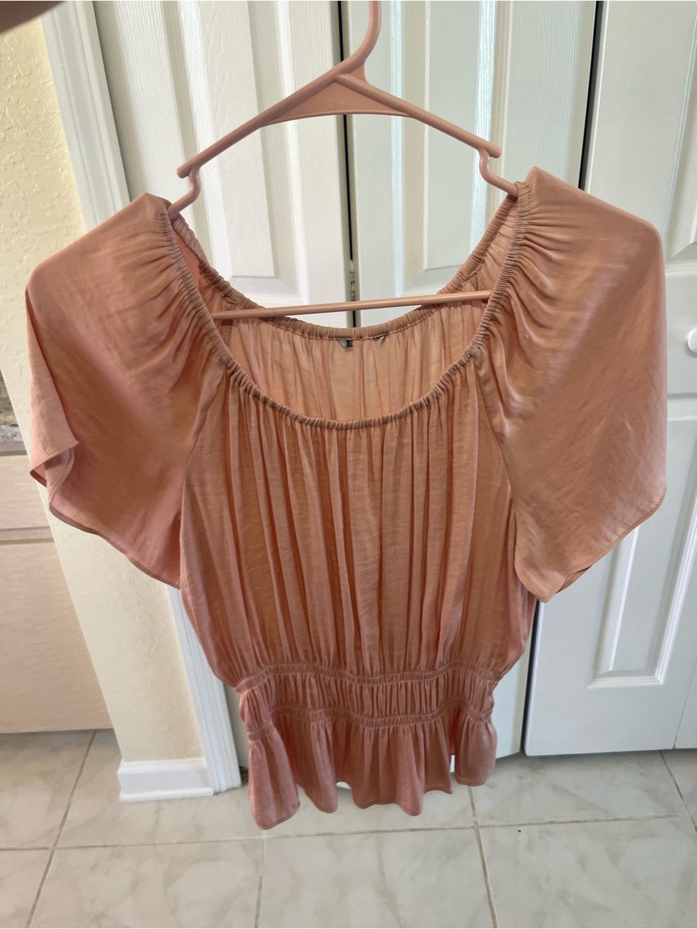 Women’s Peach Blouse with Elastic Waist